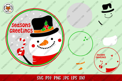 Christmas Round Sign Bundle SVG, Snowman Door Sign SVG Digital Craftyfox 