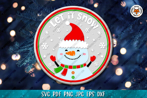 Christmas Round Sign Bundle SVG, Snowman Door Sign SVG Digital Craftyfox 