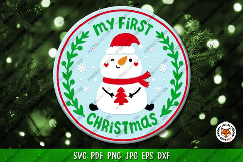Christmas Round Sign Bundle SVG, Snowman Door Sign SVG Digital Craftyfox 