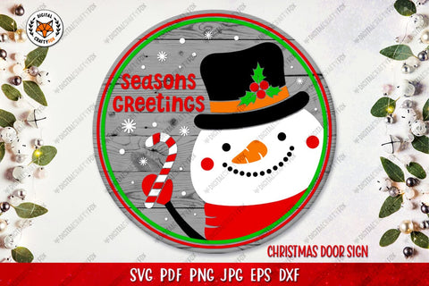 Christmas Round Sign Bundle SVG, Snowman Door Sign SVG Digital Craftyfox 