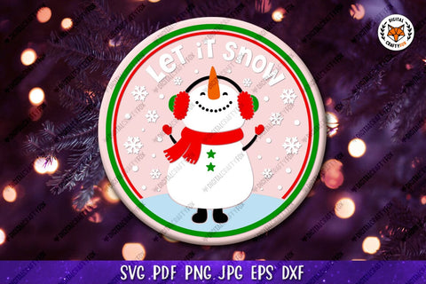 Christmas Round Sign Bundle SVG, Snowman Door Sign SVG Digital Craftyfox 