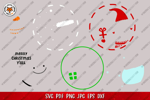Christmas Round Sign Bundle SVG, Snowman Door Sign SVG Digital Craftyfox 