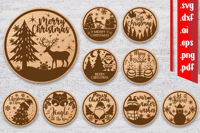Christmas Round Sign Bundle SVG zafrans studio 