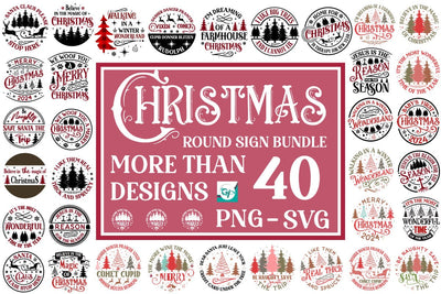 Christmas Round Sign Mega SVG Bundle, Christmas SVG Bundle, Farmhouse Christmas Round Sign SVG Designs, SVGs, Food & Drink, Print & Cut, Quotes and Sayings SVG DesignPlante 503 