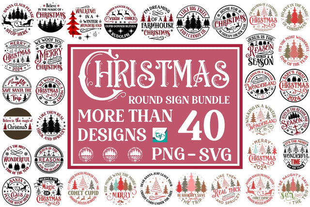 Christmas Round Sign Mega SVG Bundle, Christmas SVG Bundle, Farmhouse Christmas Round Sign SVG Designs, SVGs, Food & Drink, Print & Cut, Quotes and Sayings SVG DesignPlante 503 