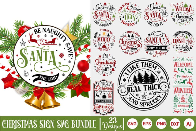 Christmas Round Sign SVG Bundle, Christmas SVG Design, Christmas SVG Bundle, SVGs,Quotes and Sayings,Food & Drink,On Sale, Print & Cut SVG DesignPlante 503 