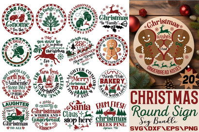 Christmas Round Sign Svg Bundle SVG Angelina750 