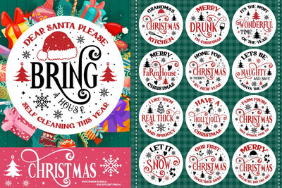 Christmas Round Sign Svg Bundle SVG designmaster24 