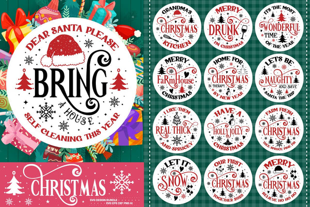 Christmas Round Sign Svg Bundle SVG designmaster24 