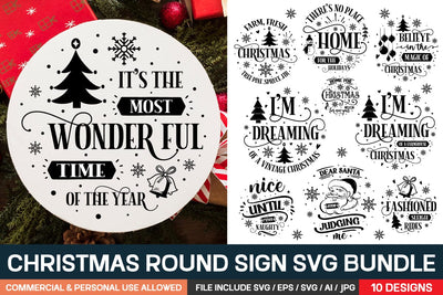 Christmas Round Sign Svg Bundle SVG designmaster24 