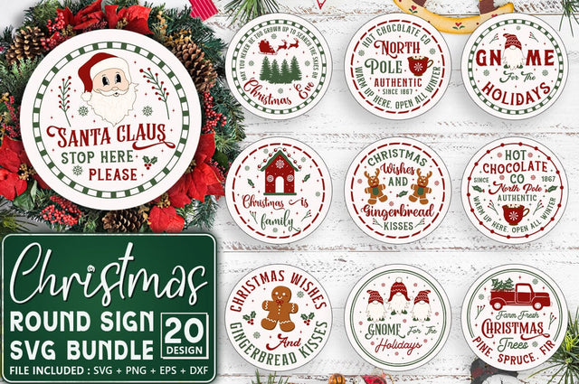 Christmas Round Sign SVG Bundle SVG Shetara Begum 