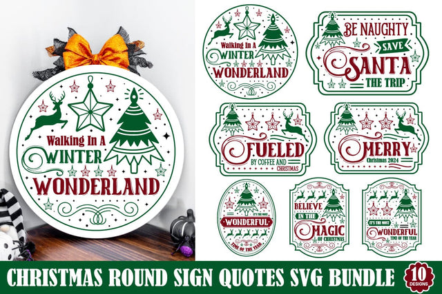 Christmas Round Sign Svg Bundle / SVGs,Quotes and Sayings,Food & Drink,On Sale, Print & Cut SVG designmaster24 