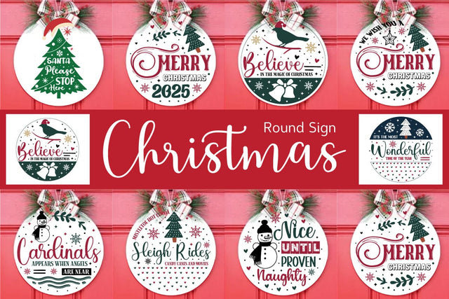 Christmas Round Sign Svg Bundle,,Best Seller,SVGs,Quotes and Sayings,Food & Drink,On Sale, Print & Cut SVG designmaster24 
