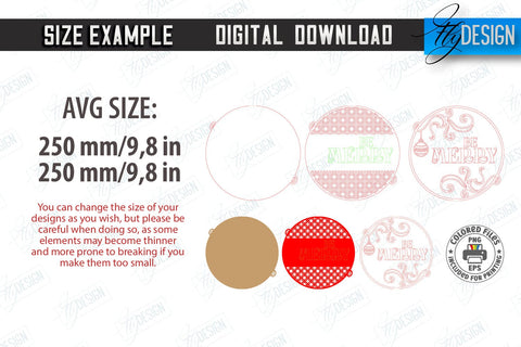 Christmas Round Signs Laser Cut Bundle | Winter Front Door Decor | Welcome Wall Signs | CNC Files SVG Fly Design 