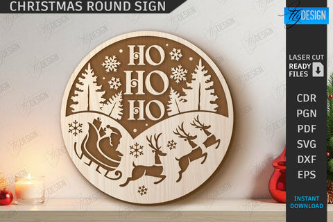 Christmas Round Signs Laser Cut Bundle | Winter Front Door Decor | Welcome Wall Signs | CNC Files SVG Fly Design 