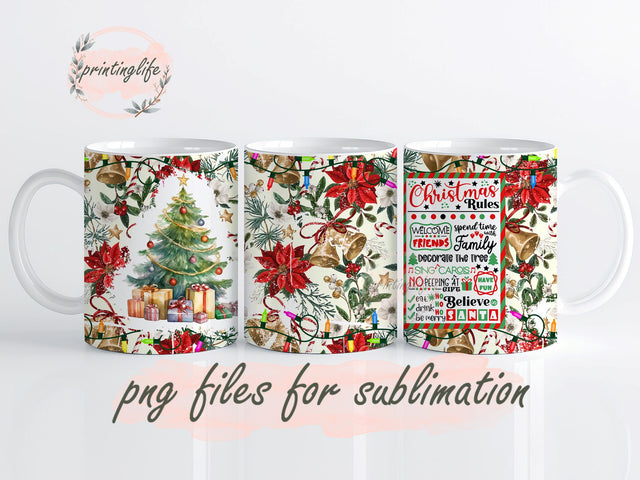 Christmas Rule Mug Wrap Sublimation Design PNG File Digital Download 11oz Sublimation PrintingLife 
