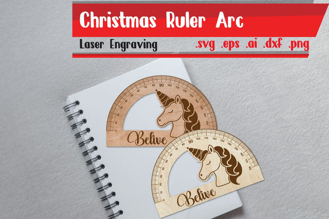 Christmas Ruler Arch - Unicorn Ruler Protactor SVG zafrans studio 