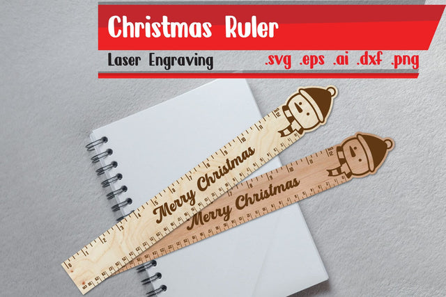 Christmas Ruler | Christmas Wooden Ruler | Ruler Engraving SVG zafrans studio 