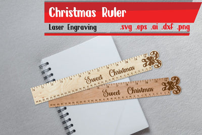Christmas Ruler | Christmas Wooden Ruler | Ruler Engraving SVG zafrans studio 