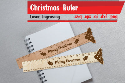 Christmas Ruler | Christmas Wooden Ruler | Ruler Engraving SVG zafrans studio 