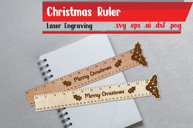 Christmas Ruler | Christmas Wooden Ruler | Ruler Engraving SVG zafrans studio 