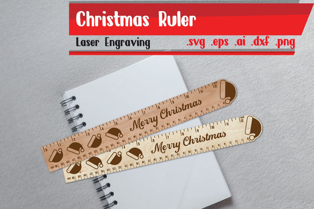 Christmas Ruler | Christmas Wooden Ruler | Ruler Engraving SVG zafrans studio 