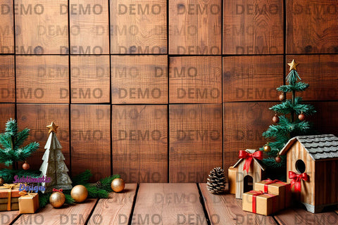 Christmas Rustic Scene Backdrop Mock Up Photo Sublimatiz Designs 