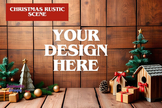 Christmas Rustic Scene Backdrop Mock Up Photo Sublimatiz Designs 