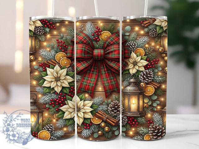 Christmas Rustic Tartan Bow 20oz Tumbler, Rustic Plaid Bow, Tartan Bow PNG, Christmas Plaid Bow, Plaid Bow Tumbler, Tartan Tumbler Wrap, Christmas Bow Wrap, 20oz Tumbler Wrap Sublimation ToriDesigns 