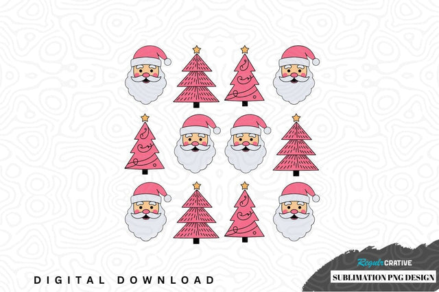 Christmas santa claus and tree sublimation png design Sublimation Regulrcrative 