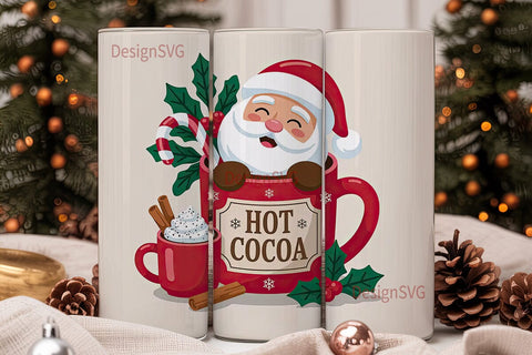 Christmas Santa Cocoa Tumbler Wrap Sublimation DesignSVG 