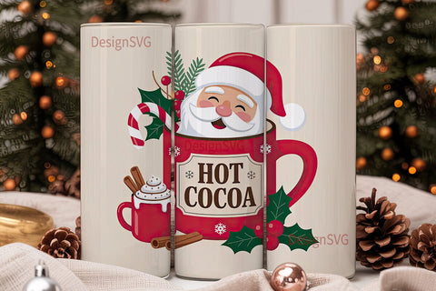 Christmas Santa Cocoa Tumbler Wrap Sublimation DesignSVG 