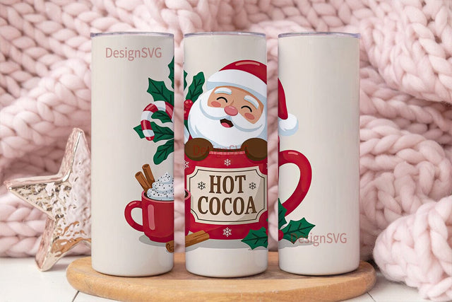 Christmas Santa Cocoa Tumbler Wrap Sublimation DesignSVG 
