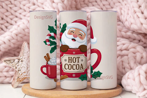 Christmas Santa Cocoa Tumbler Wrap Sublimation DesignSVG 
