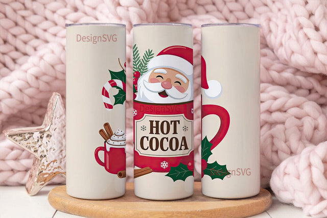 Christmas Santa Cocoa Tumbler Wrap Sublimation DesignSVG 