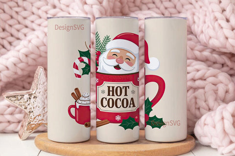 Christmas Santa Cocoa Tumbler Wrap Sublimation DesignSVG 