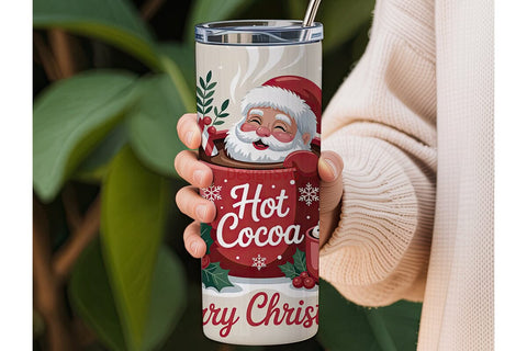 Christmas Santa Cocoa Tumbler Wrap Sublimation DesignSVG 