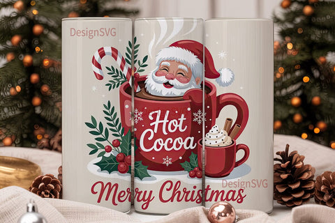 Christmas Santa Cocoa Tumbler Wrap Sublimation DesignSVG 