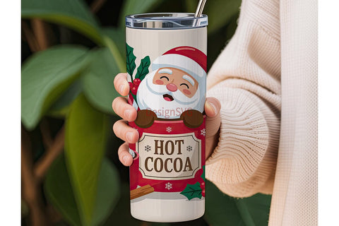 Christmas Santa Cocoa Tumbler Wrap Sublimation DesignSVG 