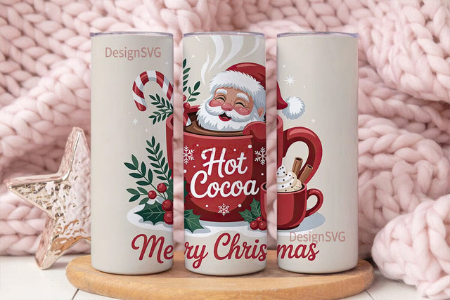 Christmas Santa Cocoa Tumbler Wrap Sublimation DesignSVG 