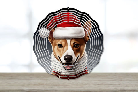 Christmas Santa Hat Basenji Dog Wind Spinner Sublimation Regulrcrative 
