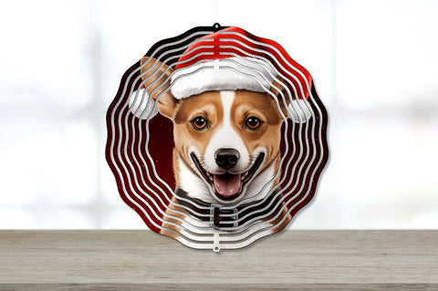 Christmas Santa Hat Basenji Dog Wind Spinner Sublimation Regulrcrative 