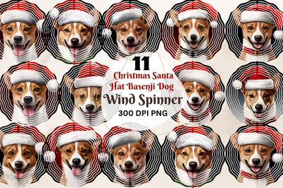 Christmas Santa Hat Basenji Dog Wind Spinner Sublimation Regulrcrative 