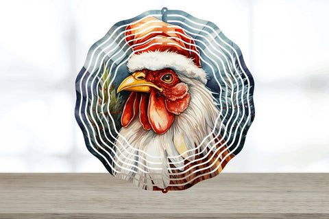 Christmas Santa Hat Chicken Wind Spinner Sublimation Sublimation Regulrcrative 