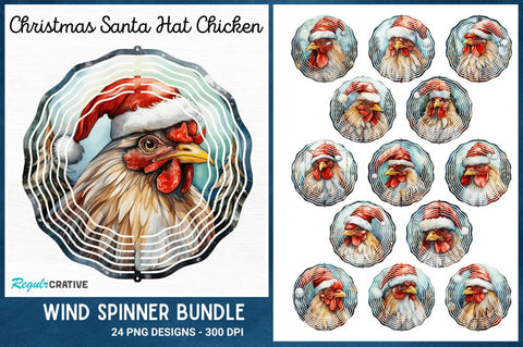 Christmas Santa Hat Chicken Wind Spinner Sublimation Sublimation Regulrcrative 