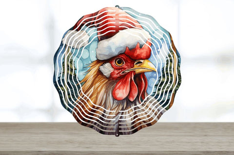 Christmas Santa Hat Chicken Wind Spinner Sublimation Sublimation Regulrcrative 
