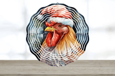 Christmas Santa Hat Chicken Wind Spinner Sublimation Sublimation Regulrcrative 