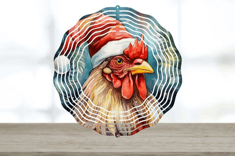 Christmas Santa Hat Chicken Wind Spinner Sublimation Sublimation Regulrcrative 