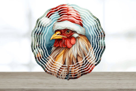 Christmas Santa Hat Chicken Wind Spinner Sublimation Sublimation Regulrcrative 