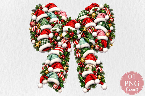 Christmas Santa Hat Coquette Bow PNG Sublimation nirmal108roy 